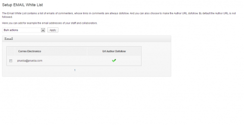 Lista blanca de Emails: Todos los comentarios realizados por estas personas tienen enlaces dofollow